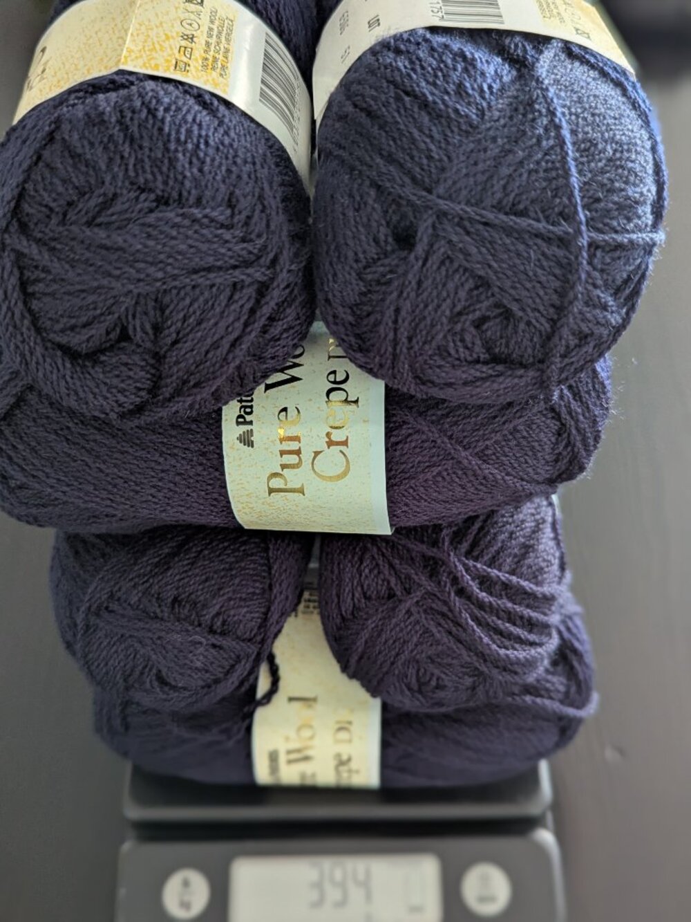 Patons Pure Wool Crepe DK Yarn shade #6506 Lot of 8 Skeins Blue Navy